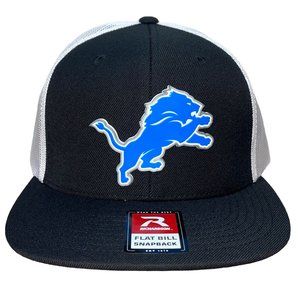 Detroit Lions 3D PVC Patch Flat Bill Hat- Black/ White